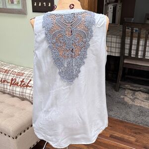 Knox Rose Light Blue Tank Top with Lace Back